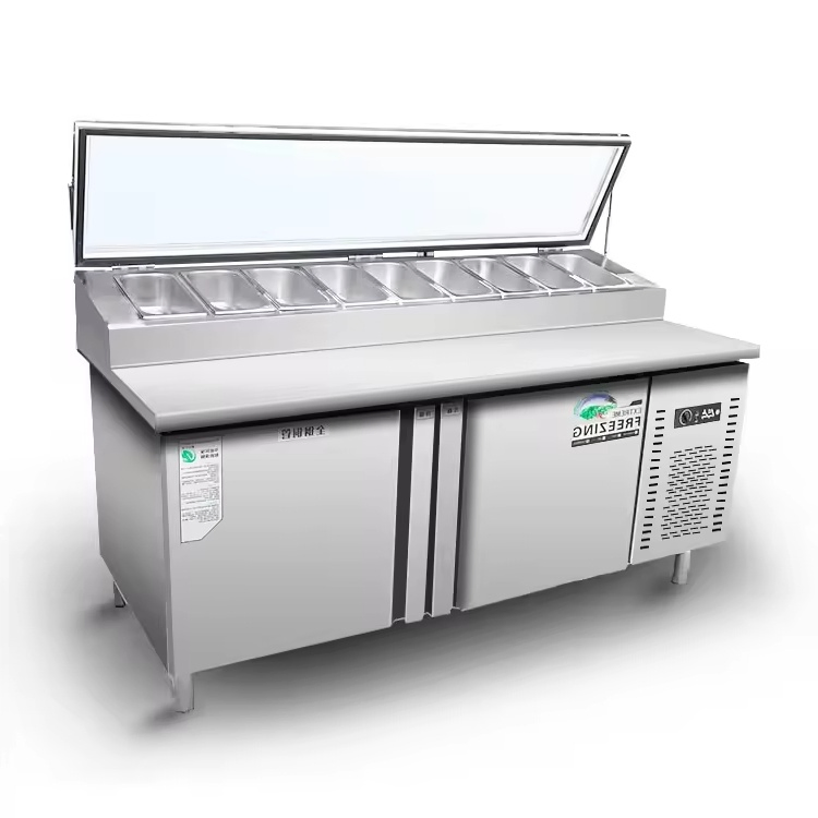 Commercial Salad Prep Table Refrigerated Design for Pizza Shop