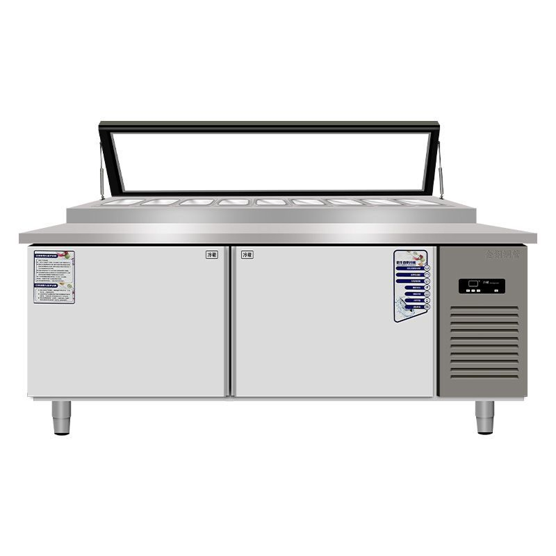 Commercial Digital Pizza Prep Table with Refrigerated Storage Solutions