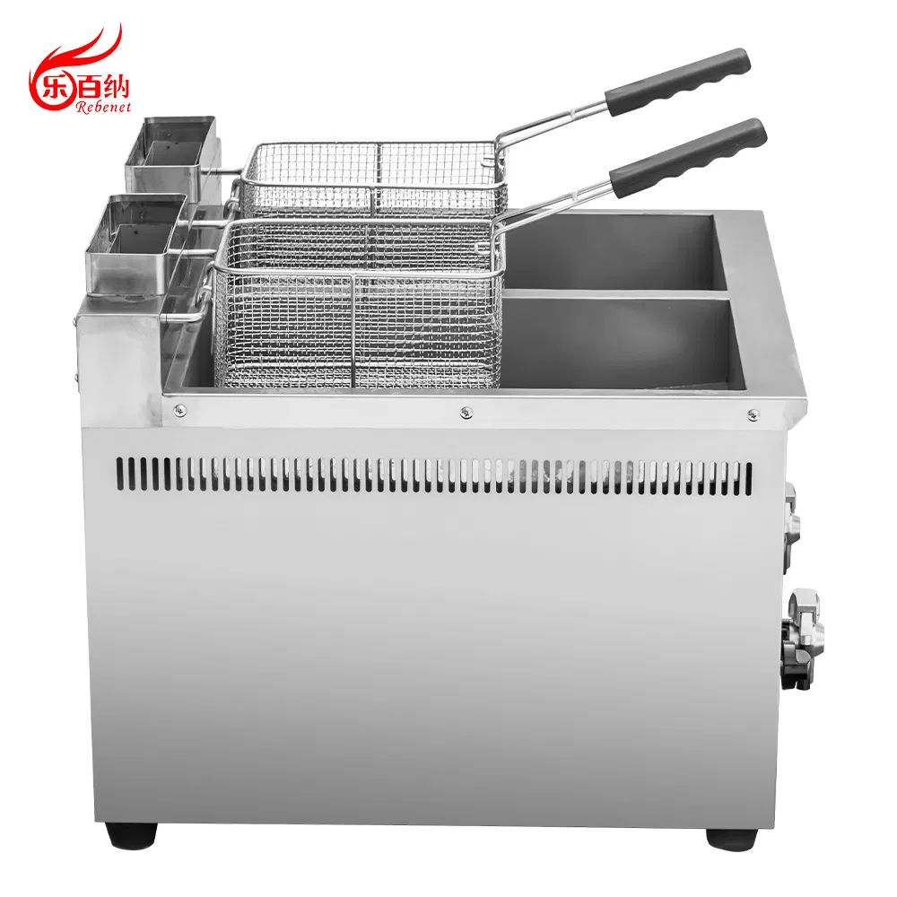 8L+8L Professional Commercial Countertop Gas Fryer Double Tank Deep Chicken Machine 2 Baskets 6 Kw 20478 BTU Stainless Steel Chips Equipment for Restaurant