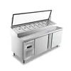 Glass Lid Commercial Pizza Prep Table with Refrigerated Direct Cooling