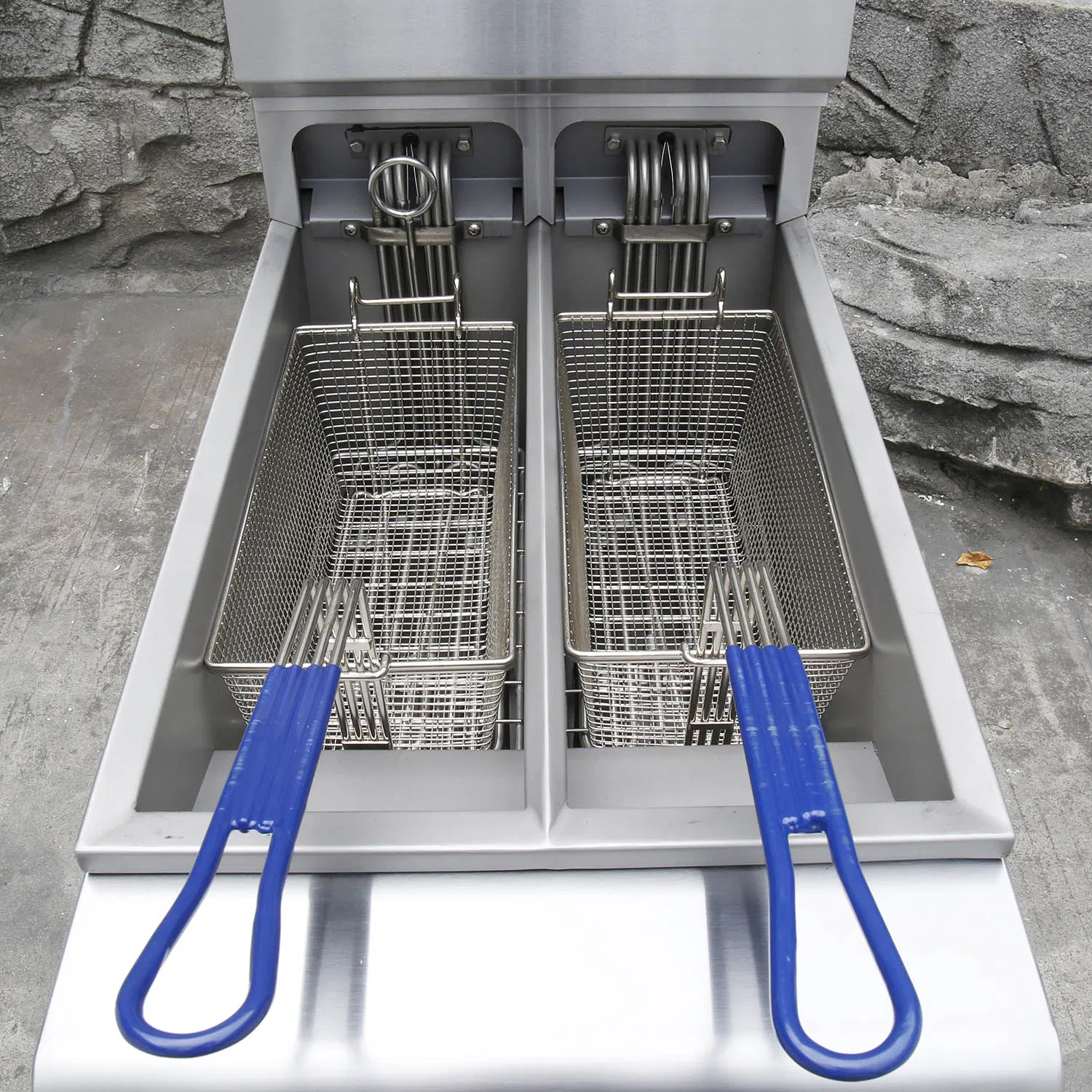 Commercial Free Standing Kitchen Equipment Stainless Steel Electric Turkey Deep Fat Fried Chicken Fish Chips Fryer for Fast Food with 2 Tank (DF-10L-2)