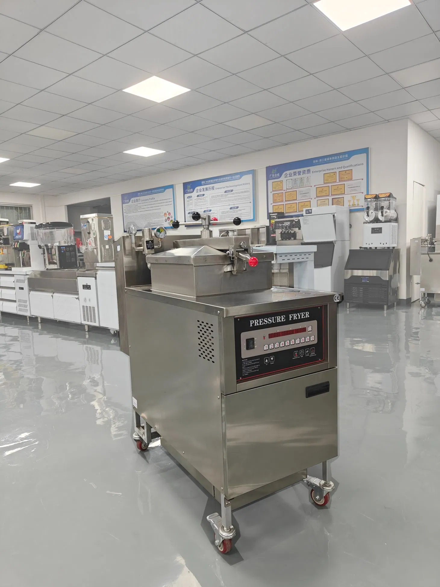 Commercial Freestanding Kfc Chickens Gas Deep High Pressure Fryer with Wheels