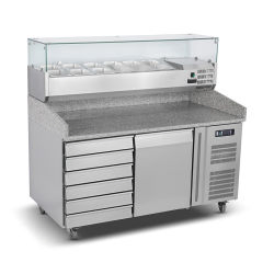 Commercial Salad Bar Counter Display Refrigerated Pizza Prep Table