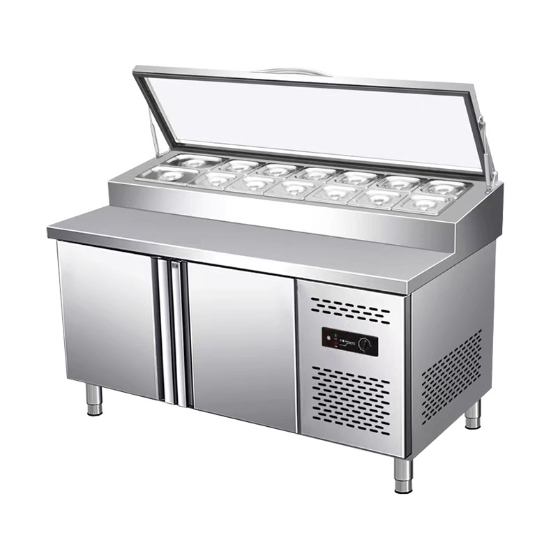 R290 R134A Refrigerated Storage Pizza Prep Table for Restaurants