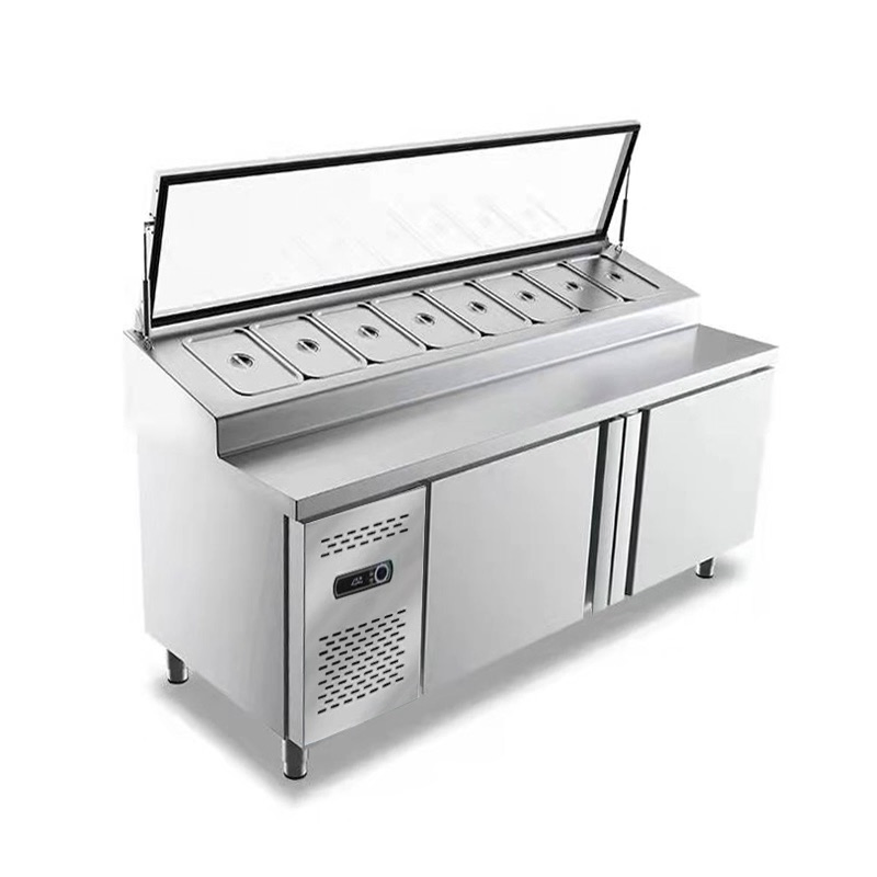 Premium Commercial Pizza Prep Table with Refrigerated Storage