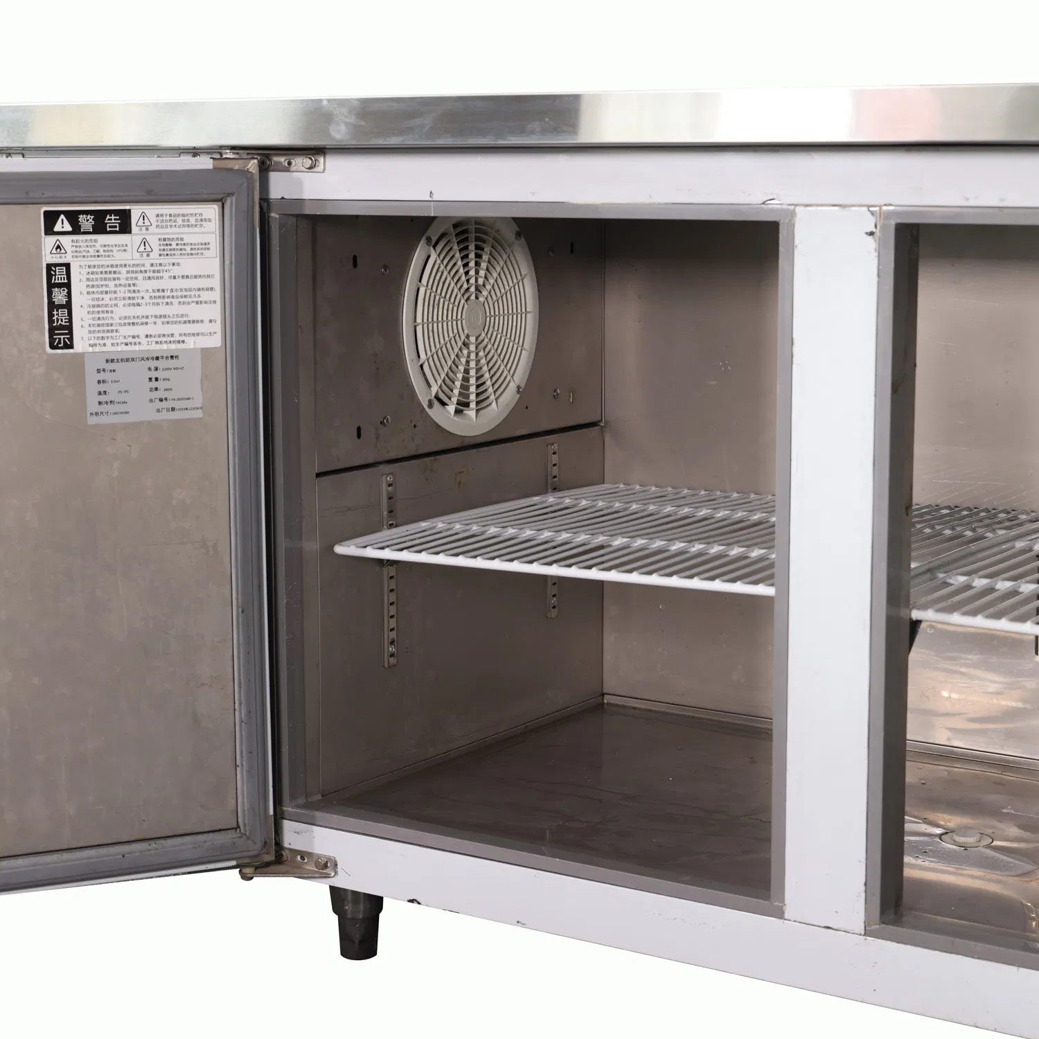 Two Door Commercial Refrigerated Prep Table with Stainless Steel Worktop