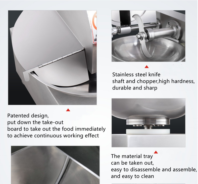 Horus Restaurant Table Top Meat Vegetable Fruit Onion Bowl Chopoer Machine Butcher Horizontal Meat Bowl Cutter for Sale