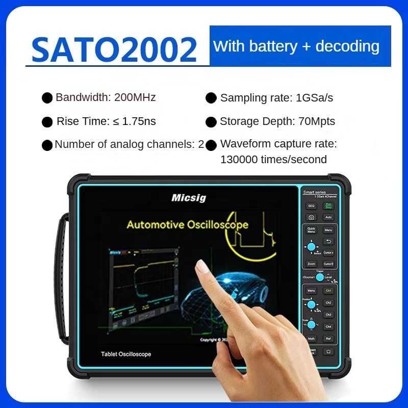 SATO2002 Automotive Diagnostic Oscilloscope Portable Battery-Powered Scope with Wi-Fi and SCPI Remote Control