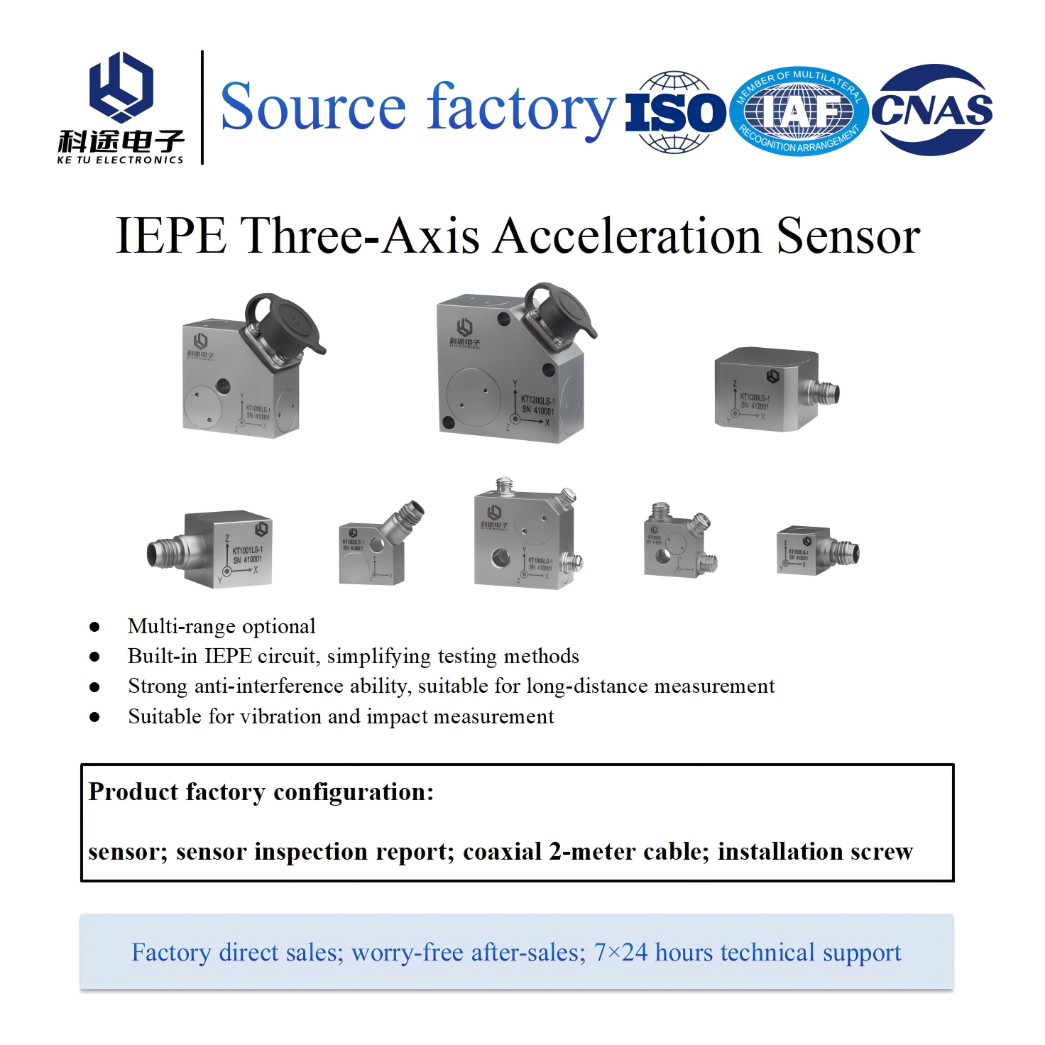 IEPE 3 Axis Piezoelectric Acceleration Sensor ICP Vibration Accelerometer For Engine Vibration Monitoring Shock Measurement &plusmn;50g