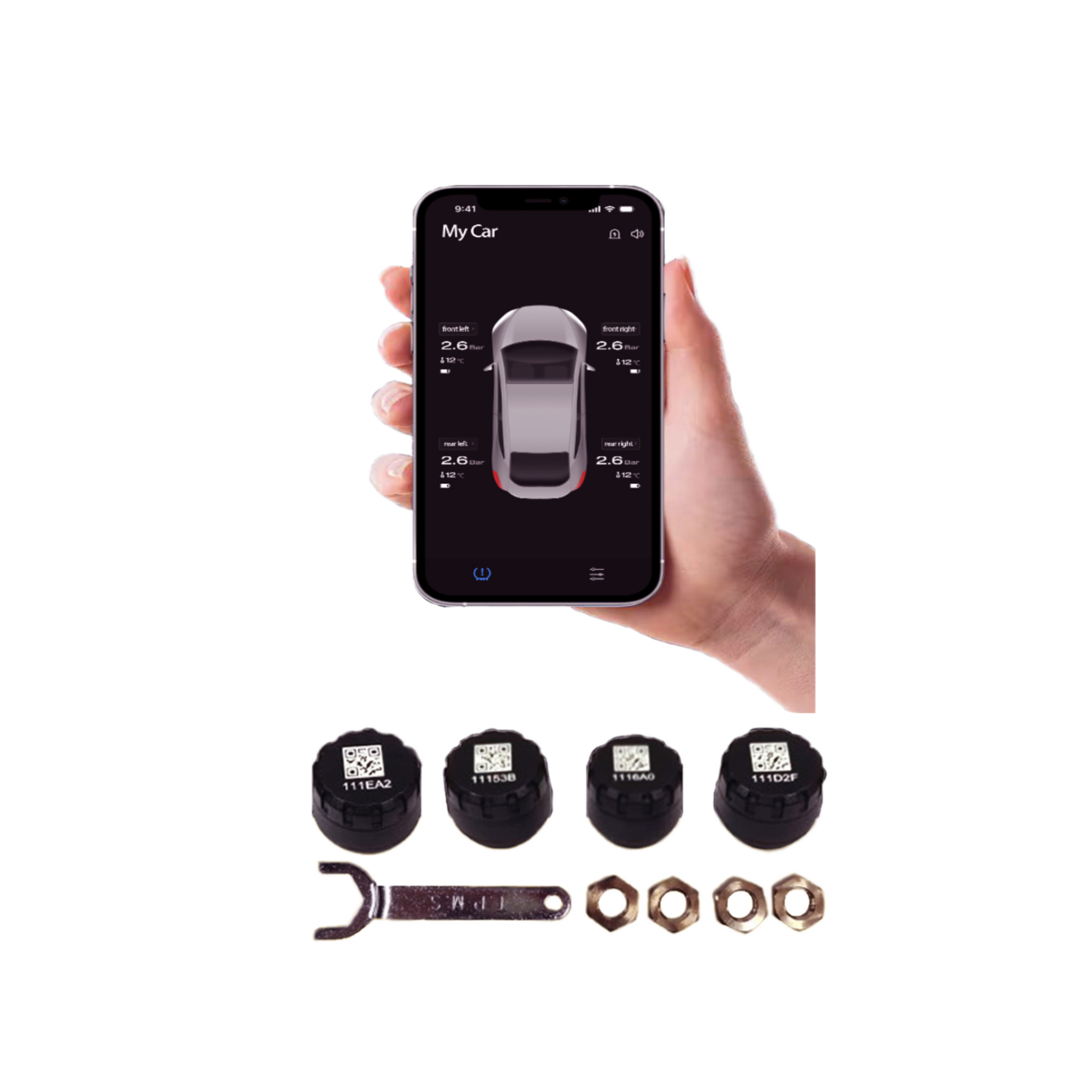 Bluetooth Mobile APP TPMS Tire Pressure Monitoring System Supports Android/IOS for Car Tyre Diagnostic Mobile Display Tool