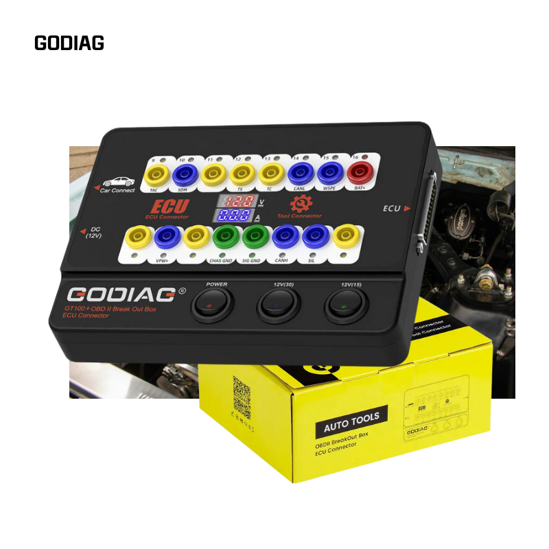 Automotive OBDII Protocol Engine Analyzer Communication Detection Systems Power Probe Godiag GT100 Plus Breakout Testing Plastic