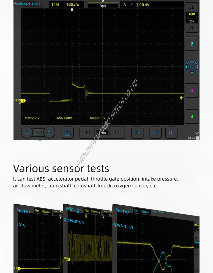 Micsig SATO1004 Automotive Repair Oscilloscope With Touchscreen