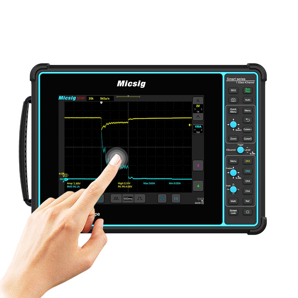 Micsig SATO1004 Portable Automotive Oscilloscope 4 Channels 100MHz Bandwidth 1GSa/s Sampling Rate 8" Touch Screen 8-Bit 1 Year
