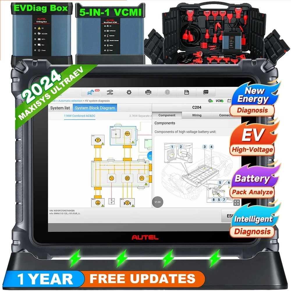 MaxiSys Ultra EV Scanner 5in1 VCMI for Electric New Energy Vehicles + EVdiag Kit Battery Pac ECU Coding EV Diagnostic Tool