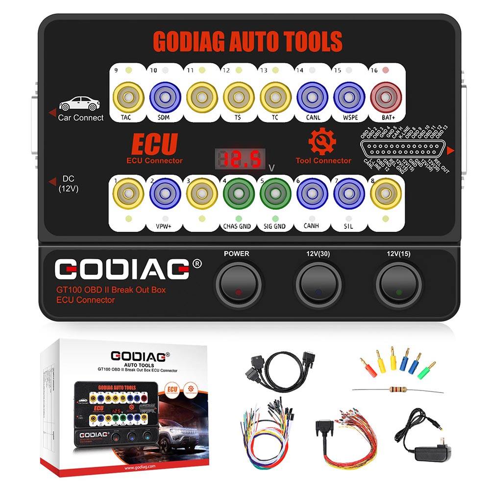 Automotive OBDII Protocol Engine Analyzer Communication Detection Systems Power Probe Godiag GT100 Plus Breakout Testing Plastic
