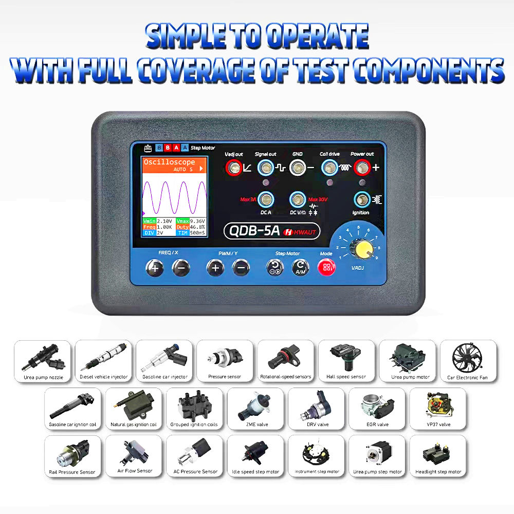 QDB-5A Automotive Ignition Coil Tester Car Oscilloscope Diodes Electrical Current Analyzer Auto Fault Detector Sensor Simulator