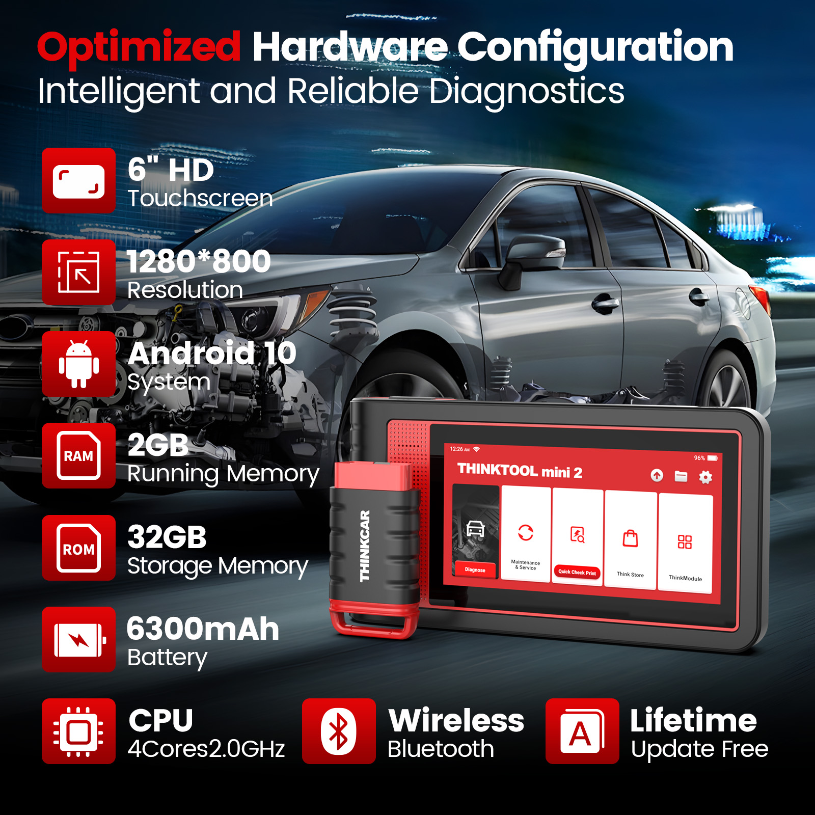 THINKCAR THINKTOOL MINI 2 Car Diagnostic Scanner Full System Bluetooth 28 Languages 28 Reset Functions Lifetime Free Update