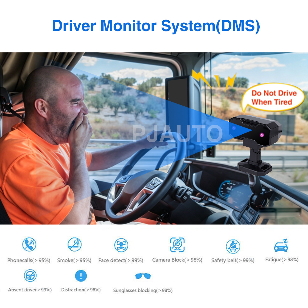 PJAUTO 5-CH AI BSD DMS Vehicle Safety DVR Monitoring System Blind Spot Detection System for Forklift Truck Bus Fleet
