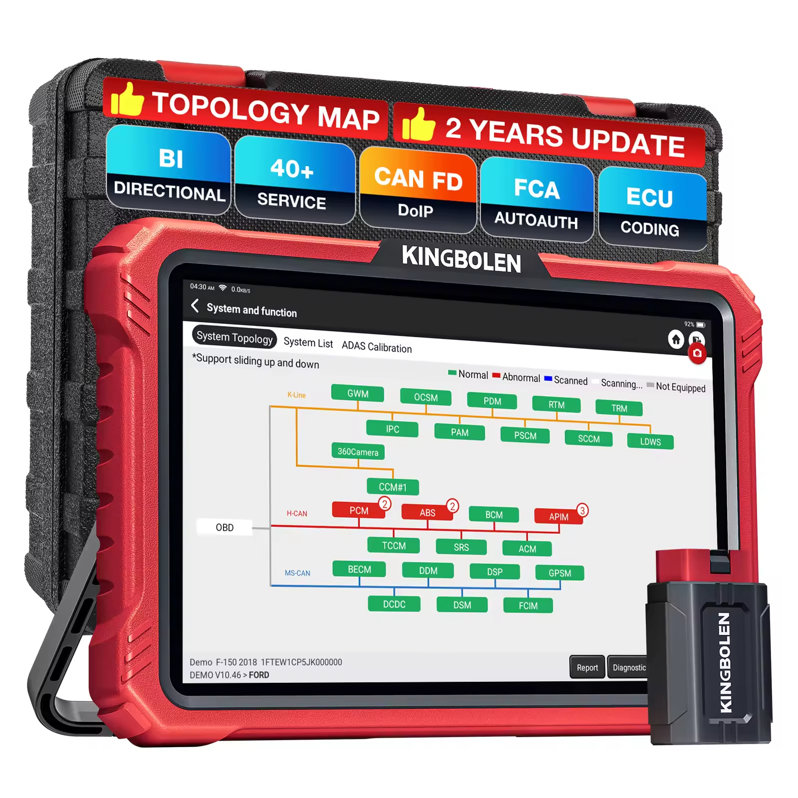 KINGBOLEN K10 PRO Automotive Diagnostic Master 34 Car Universal CANFD DOIP ECU Programming Multi Function All in One Tester