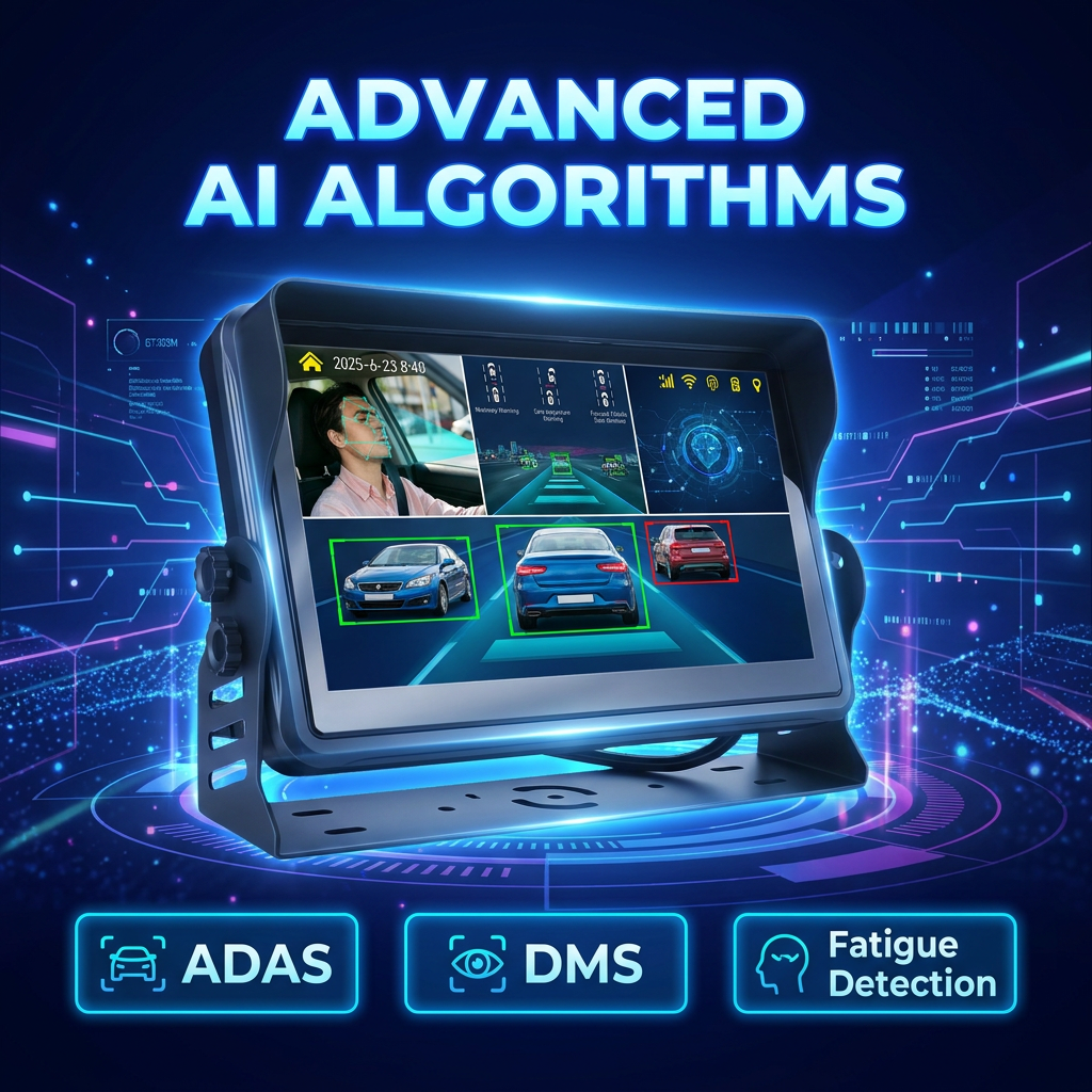 10.1" 5CH 1080P AI ADAS DMS Intelligent Fleet Management System 4G GPS WIFI Vehicle MDVR for Truck Bus Mining Heavy Machinery