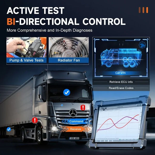 2025 Ancel X7 HD Diesel Heavy Duty Truck Scanner Bi-directional Oil Reset All System OBD2 Diagnostic Tool for 24V Truck&amp;