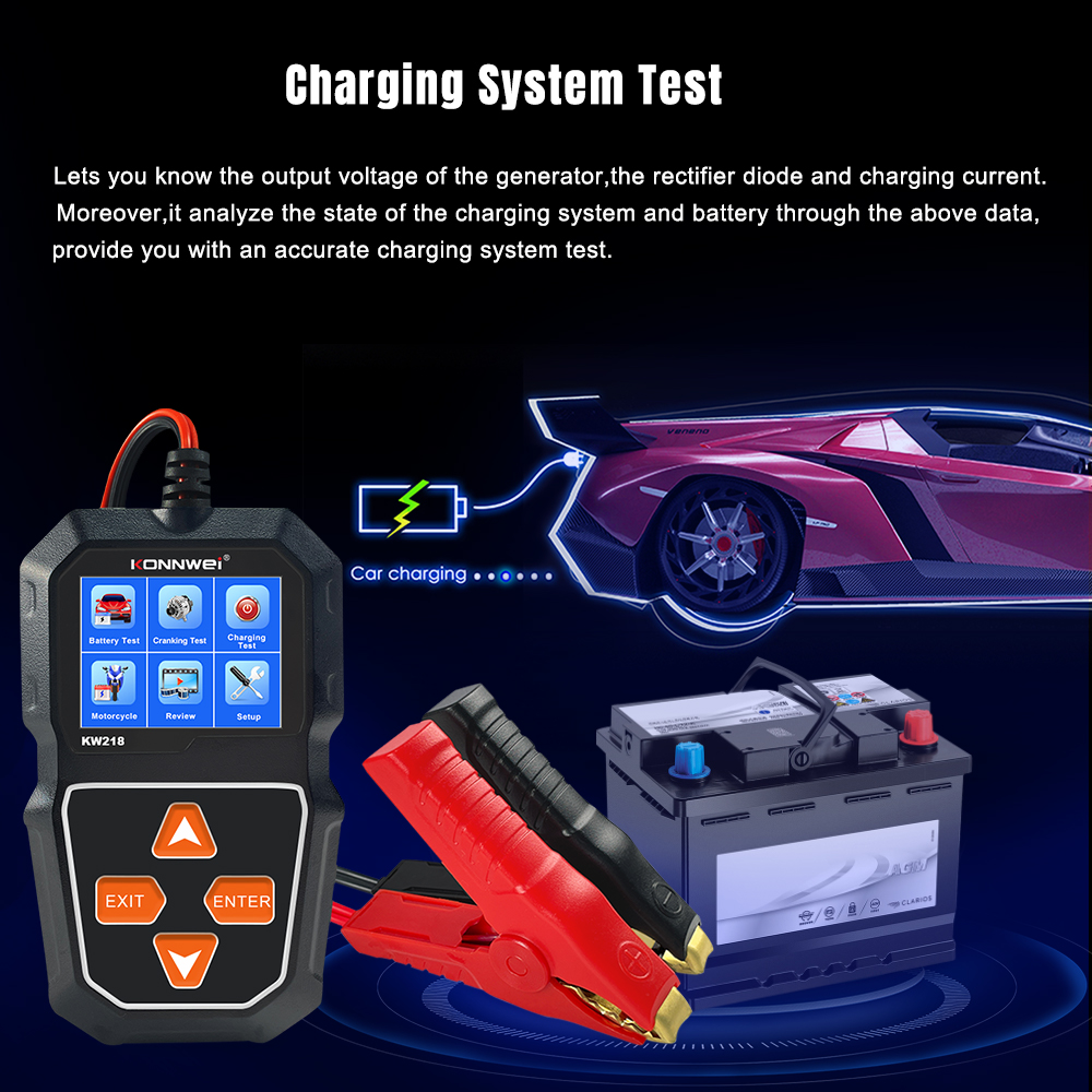 Customizable Battery Tester Electrical System Analyzer KONNWEI KW218 Professional Automotive Battery Diagnostic Tool
