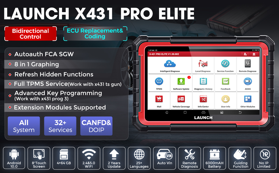 Launch X431 Pro Elite Features Overview
