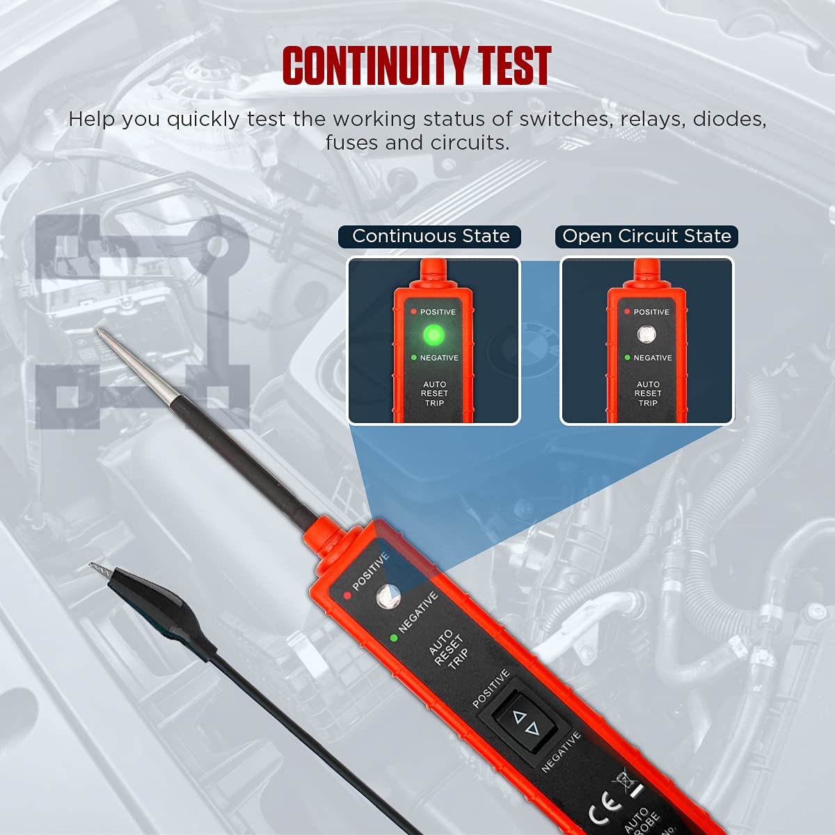 Range DC 6V~DC 24V Automotive Car Auto Voltage Tester Pen Electrical Circuit Breaker Finder with 4.8m/16ft Test Leads