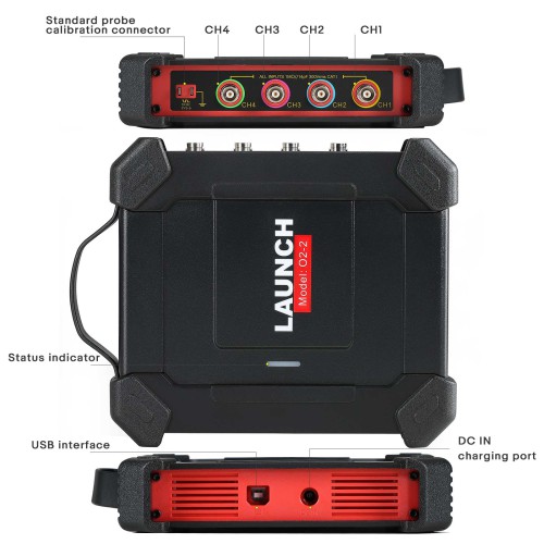 For LAUNCH X431 O2-2 Scope Box Oscilloscope 4 Channels 100MHz USB DC Automotive Oscilloscopes Support X-431 V/V+/PRO3S+/PAD V