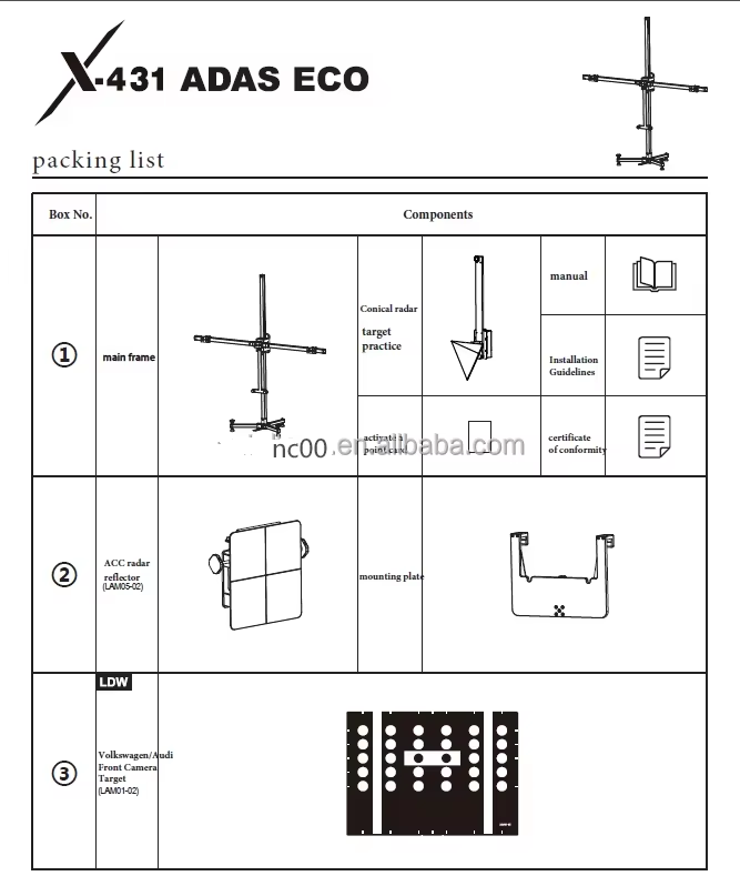 LAUNCH ACC ADAS ECO Calibration Equipment - Dimensions and Targets