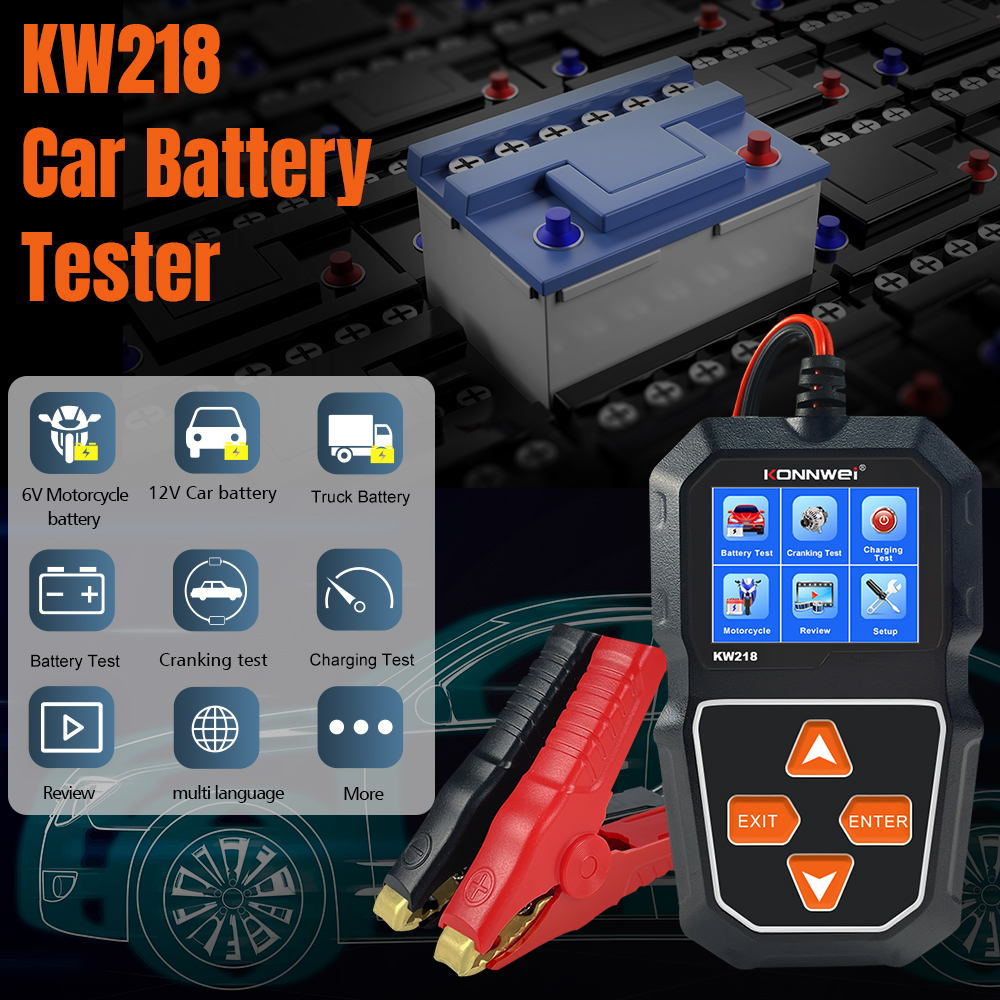 Customizable Battery Tester Electrical System Analyzer KONNWEI KW218 Professional Automotive Battery Diagnostic Tool