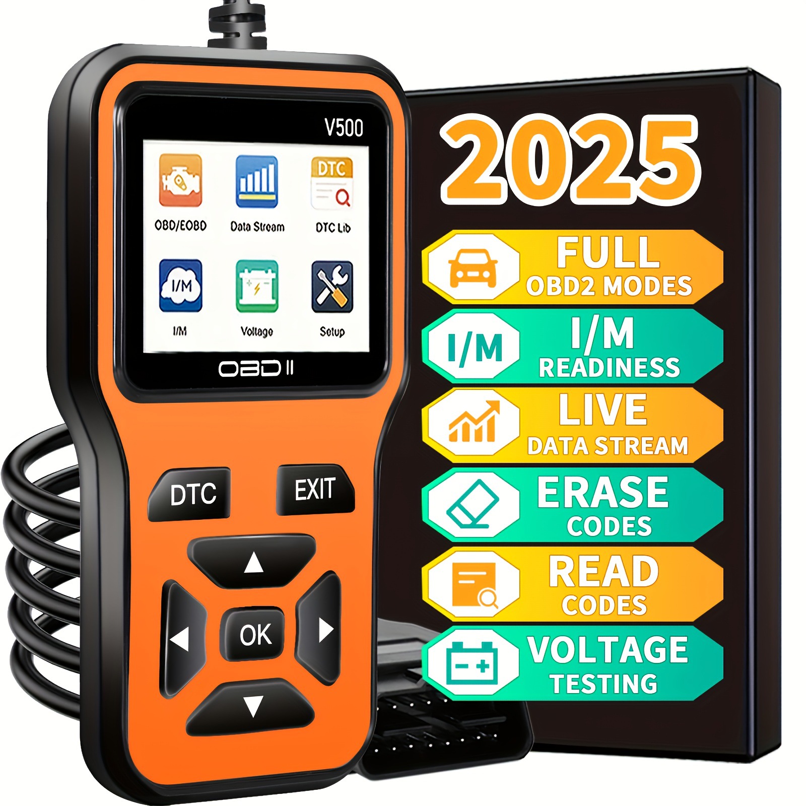V500 Automotive Diagnostic Tool OBD2 Decoder &amp; Clearer Universal Display Screen
