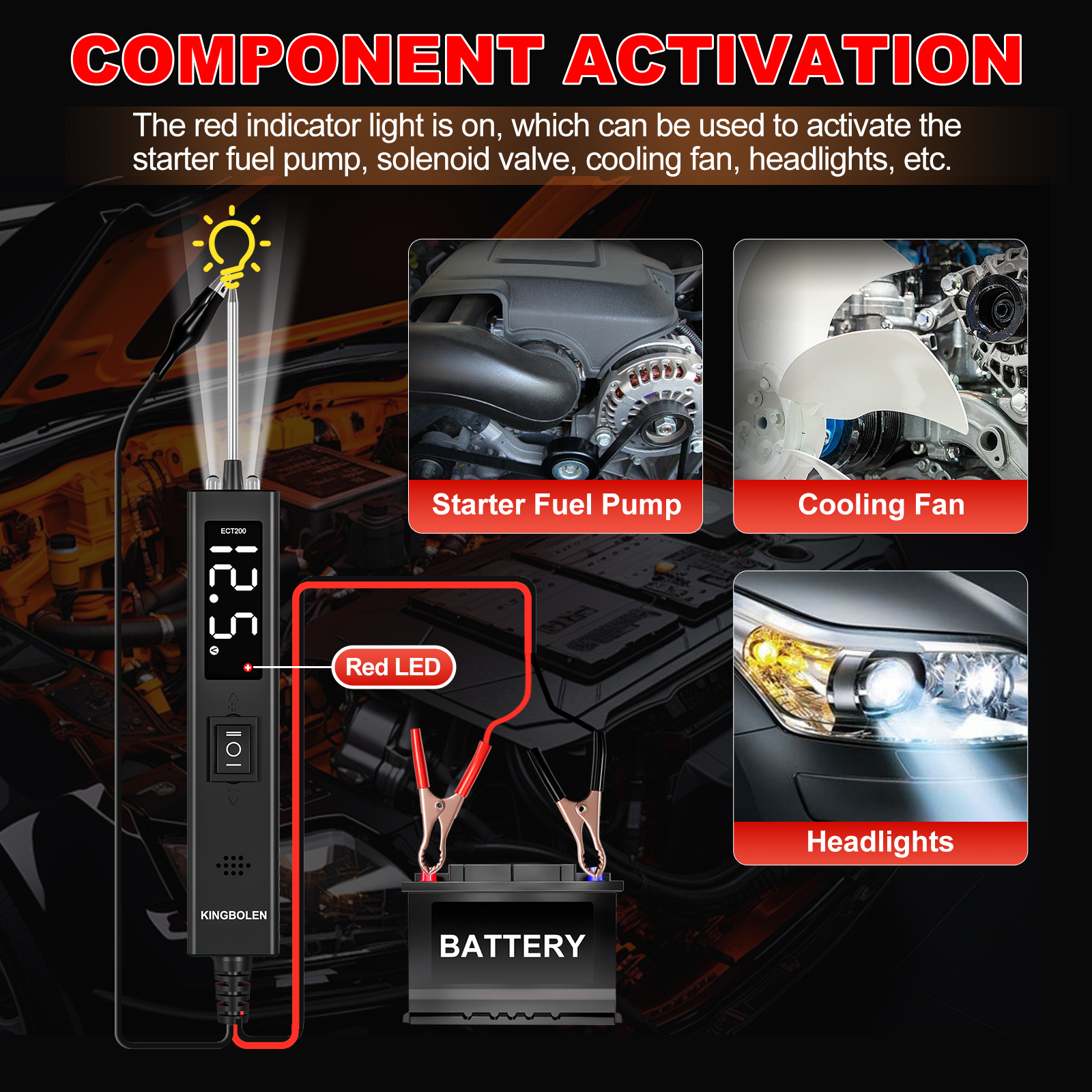 USA EU Warehouse ECT200 Automotive Circuit Tester Car Electrical System Short Tester 8V-32V DC LCDActivation Test