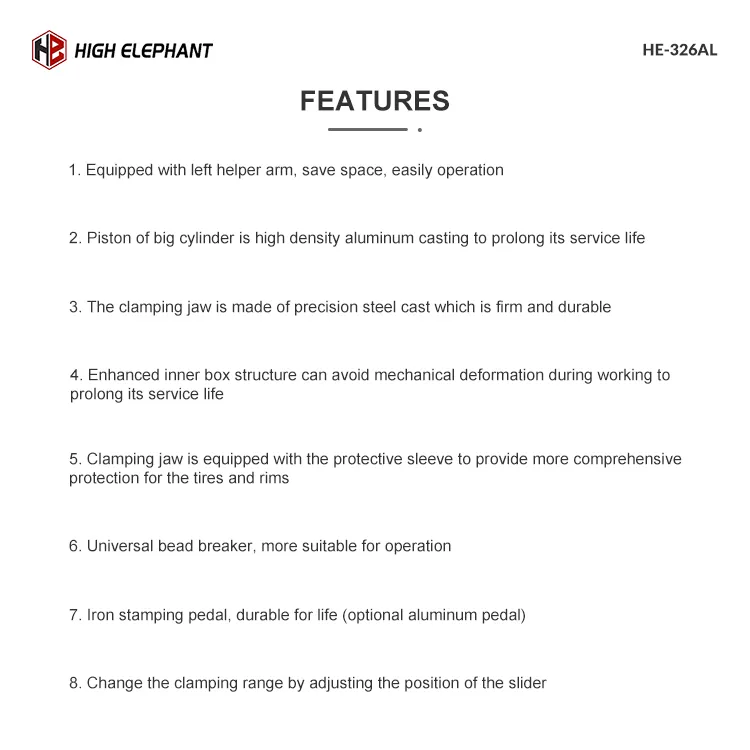 Tire Changer Product Features Diagram