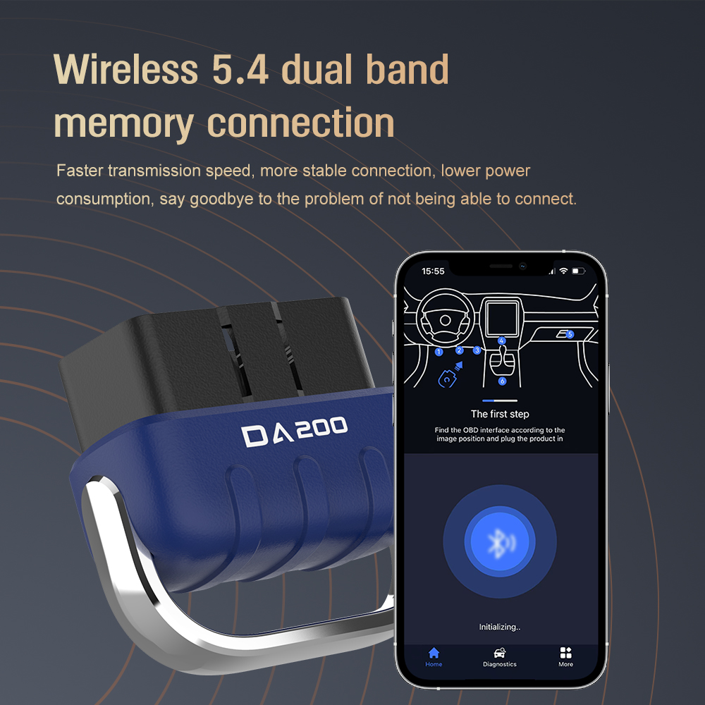 New DA200 Bluetooth 5.4 AI Intelligent Diagnosis Automotive Fault Diagnosis Device Car Troubleshooter with High-end Chip 25k80