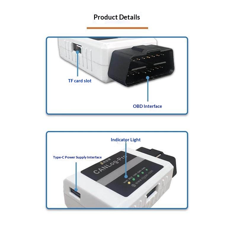 Portable Car CAN Data Recorder Auto CAN debug Dual CAN Channels Offline Playback Storage Wireless WiFi Communication for OLIVER