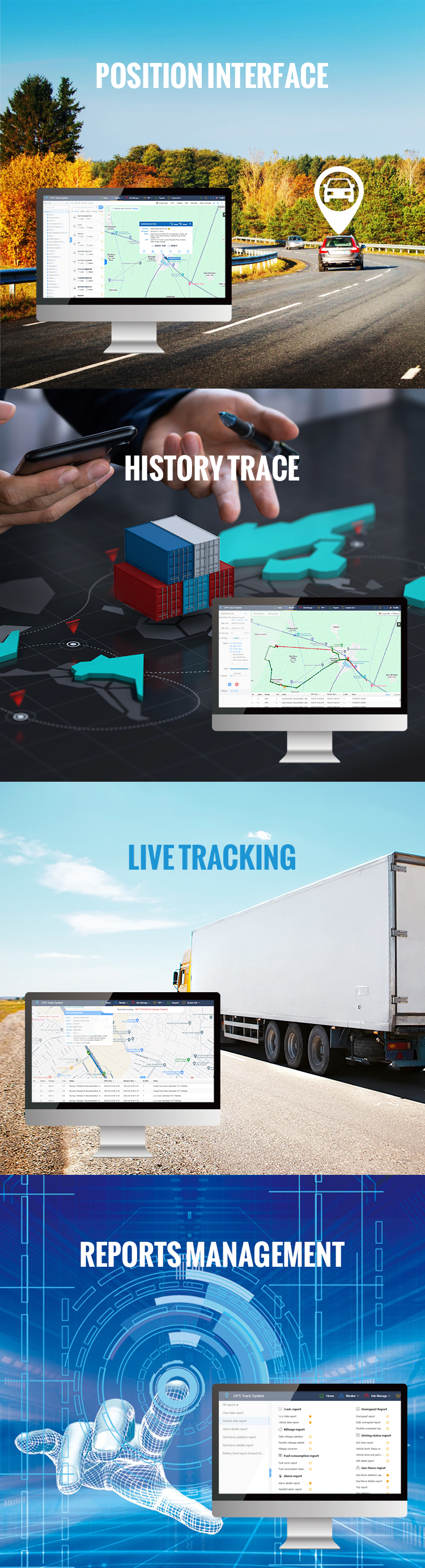 Professional Gps Tracking Monitoring System for Fleet Management Support Cars Trucks Trailers Logistic Management