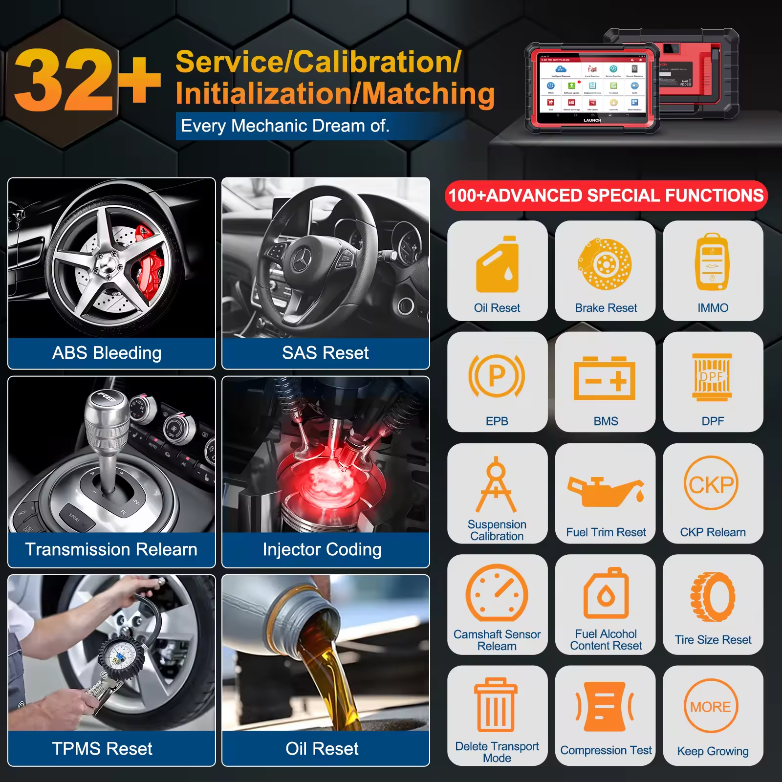 LAUNCH X431 PRO Elite Bidirectional Scan Tool CANFD DOIP ECU Coding FCA AutoAuth Full System 38+ Resets OBD2 Scanner