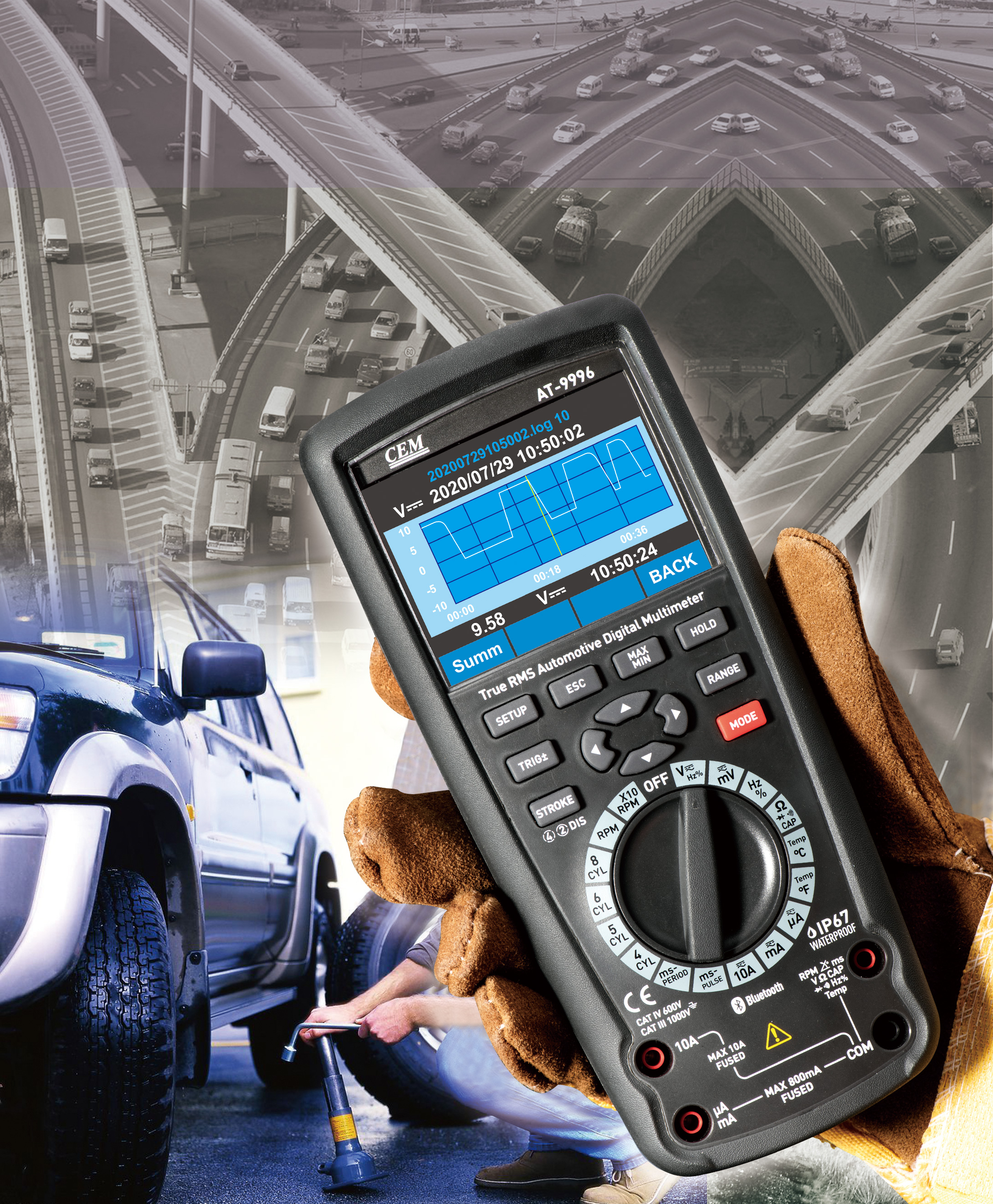 AT-9996 Professional Automotive Oscilloscope DMM with TFT Color LCD Display