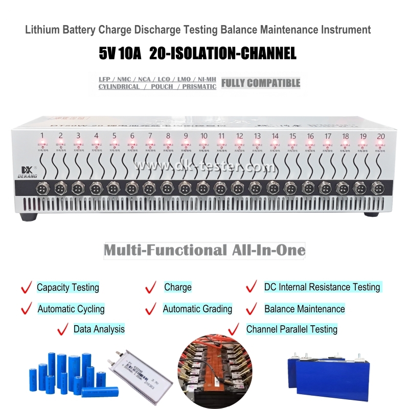 Multi-functional 20-channel Lithium Battery Charge Discharge Capacity Grading and Balance Test Machine 10A