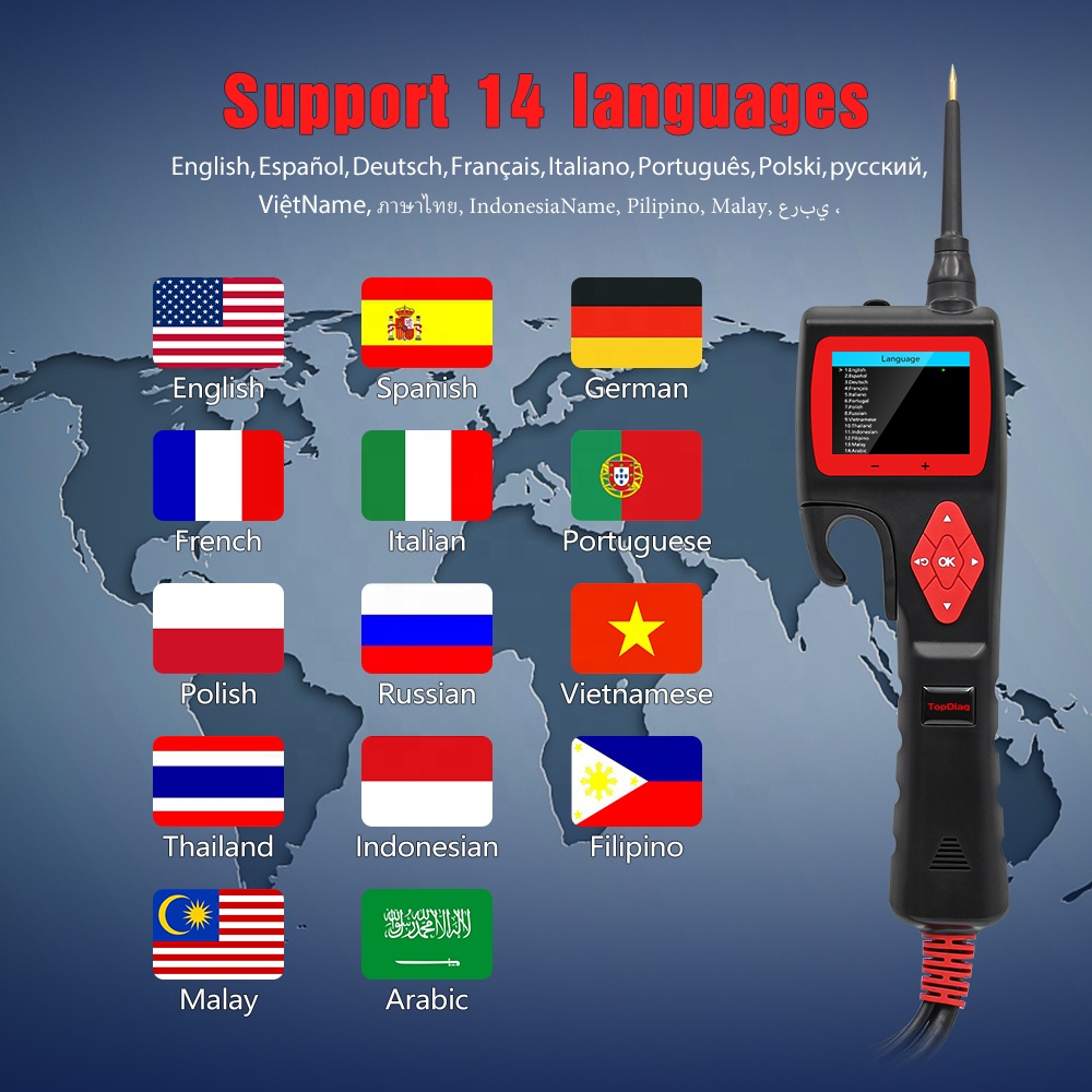 Free Update Topdiag P200 Smart Auto Electrical Circuit System Tester Jdiag Power Probe SMARTHOOK Car Truck Battery Tester