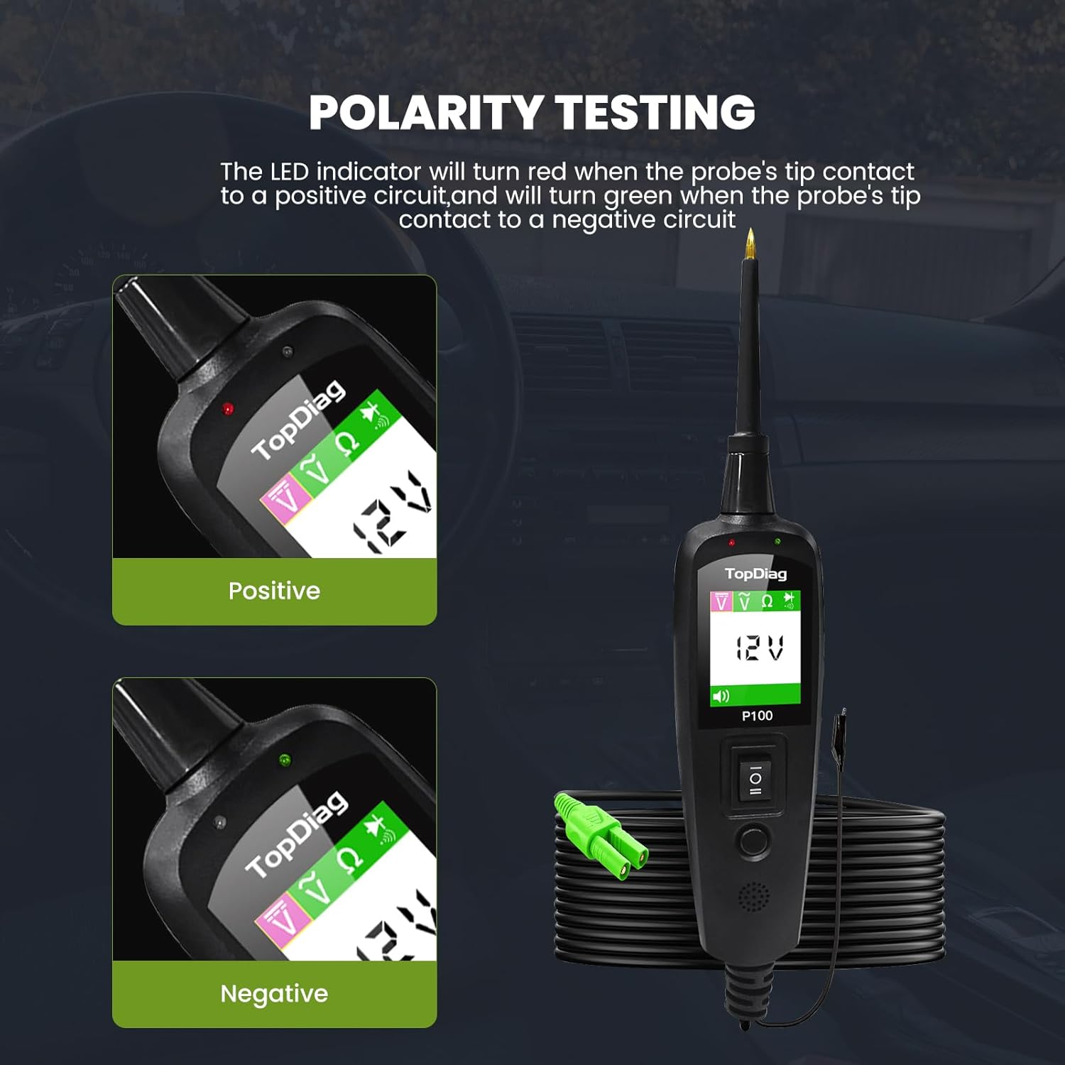 JDiag TopDiag P100 Automotive Circuit Tester Car Voltage Detector Electrical System Probe Kit AC DC 12V 24V Car Diagnostic Tool