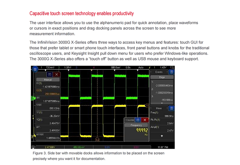 Keysight InfiniiVision 3000 X Series Oscilloscopes with 1 Year Warranty and OEM Support for Laboratory and Automotive Testing