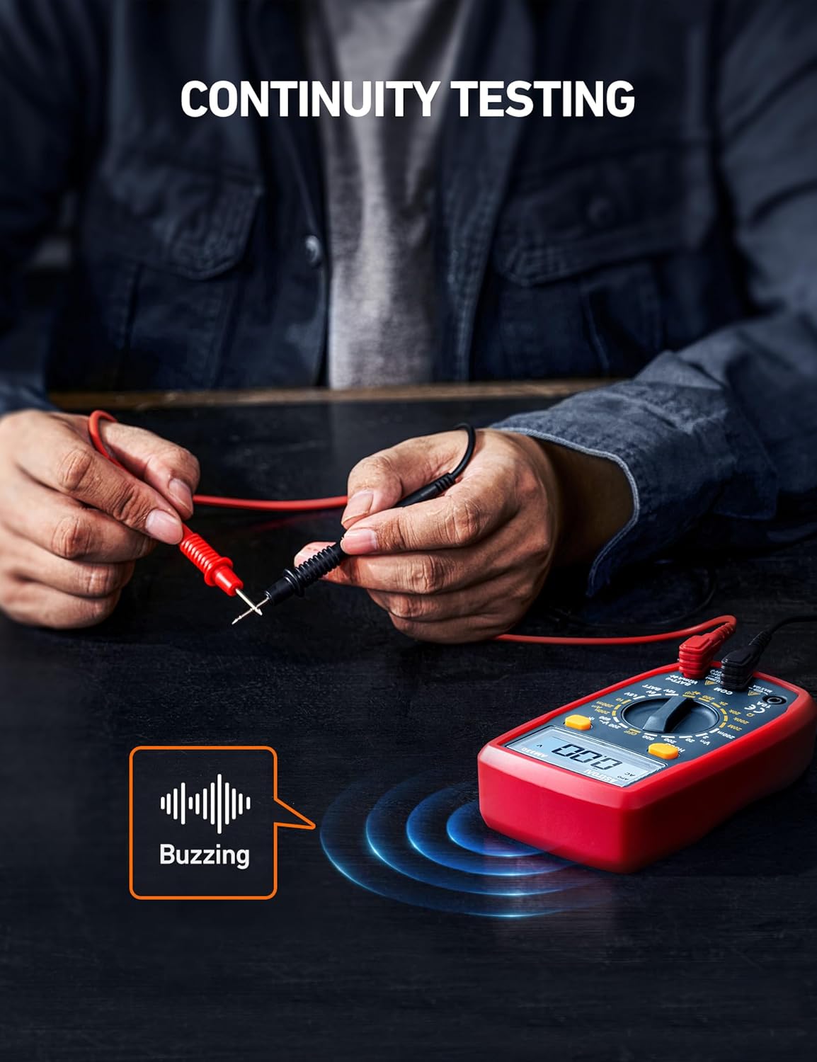 Digital Multimeter Tester 2000 Counts AC DC Voltmeter Ohm Volt Amp Meter Car Inspection Tools for Voltage &amp; Current Measurement