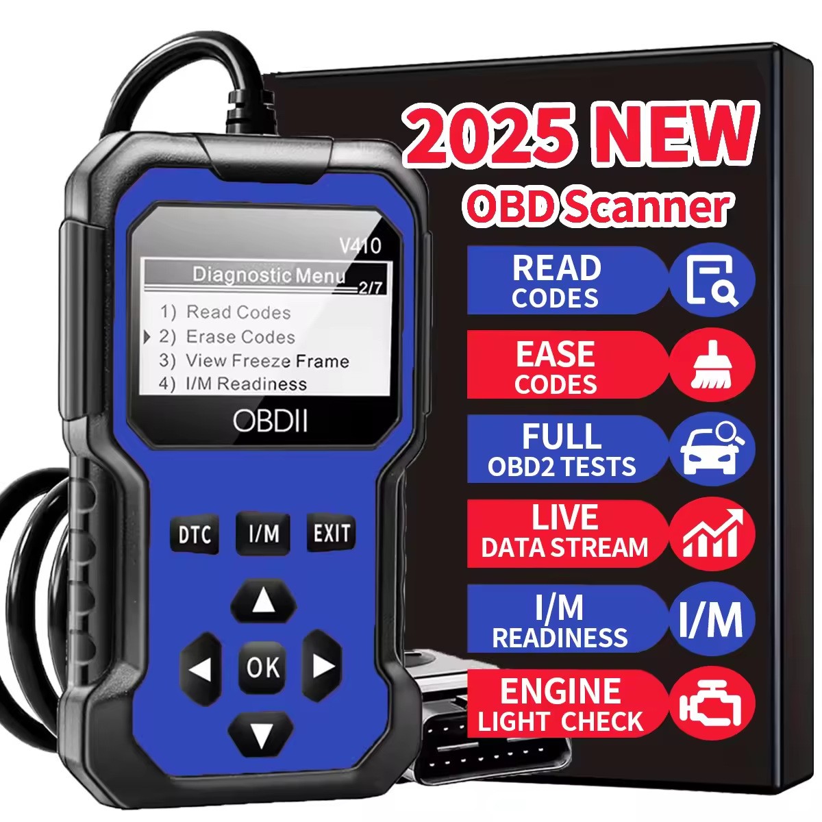 V410 Automobile Fault Diagnosis Instrument ELM327 Engine Fault Detection OBD2 Read Data Stream Repair Tool Car Code Reader