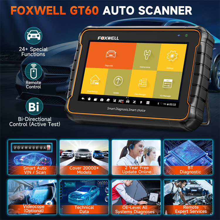 2026 FOXWELL GT60 Full System Scanner Active Test Code Reader Remote Control Diagnostic Tool Profesional OBD2 Scanner