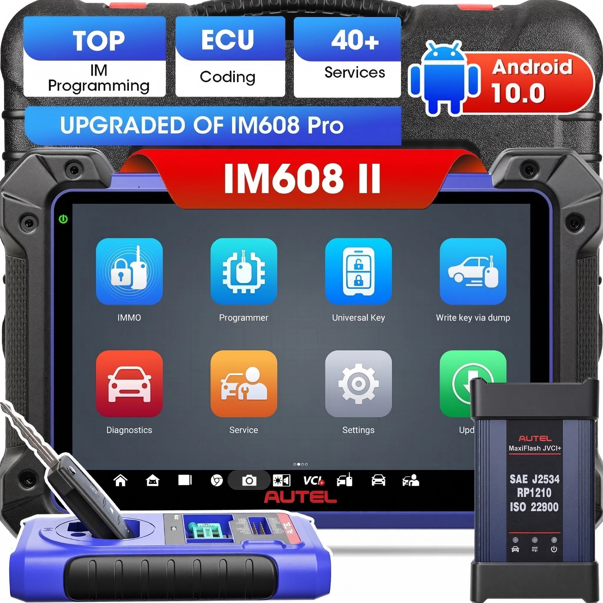 Autel MaxiIM IM608II Automotive Key Programming Scanner XP400 Pro ECU Coding Active Test 31+ Services OE All Systems Diagnostics
