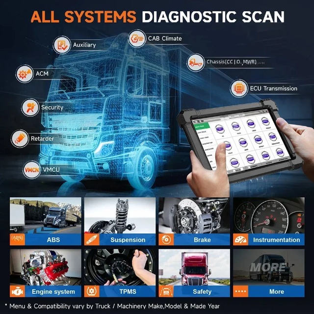 2025 Ancel X7 HD Diesel Heavy Duty Truck Scanner Bi-directional Oil Reset All System OBD2 Diagnostic Tool for 24V Truck&amp;