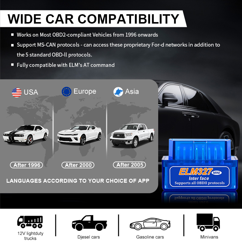 New Product Listing Automotive Universal Obd 2 Car Diagnostic Tool Obd bluetooth Scanner Supports Obdii Protocols