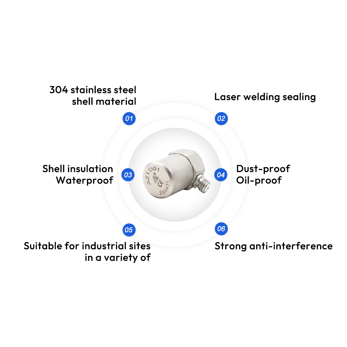 Stainless Steel Waterproof Single Axial Testing Field Accelerometer Vibration Acceleration Sensor
